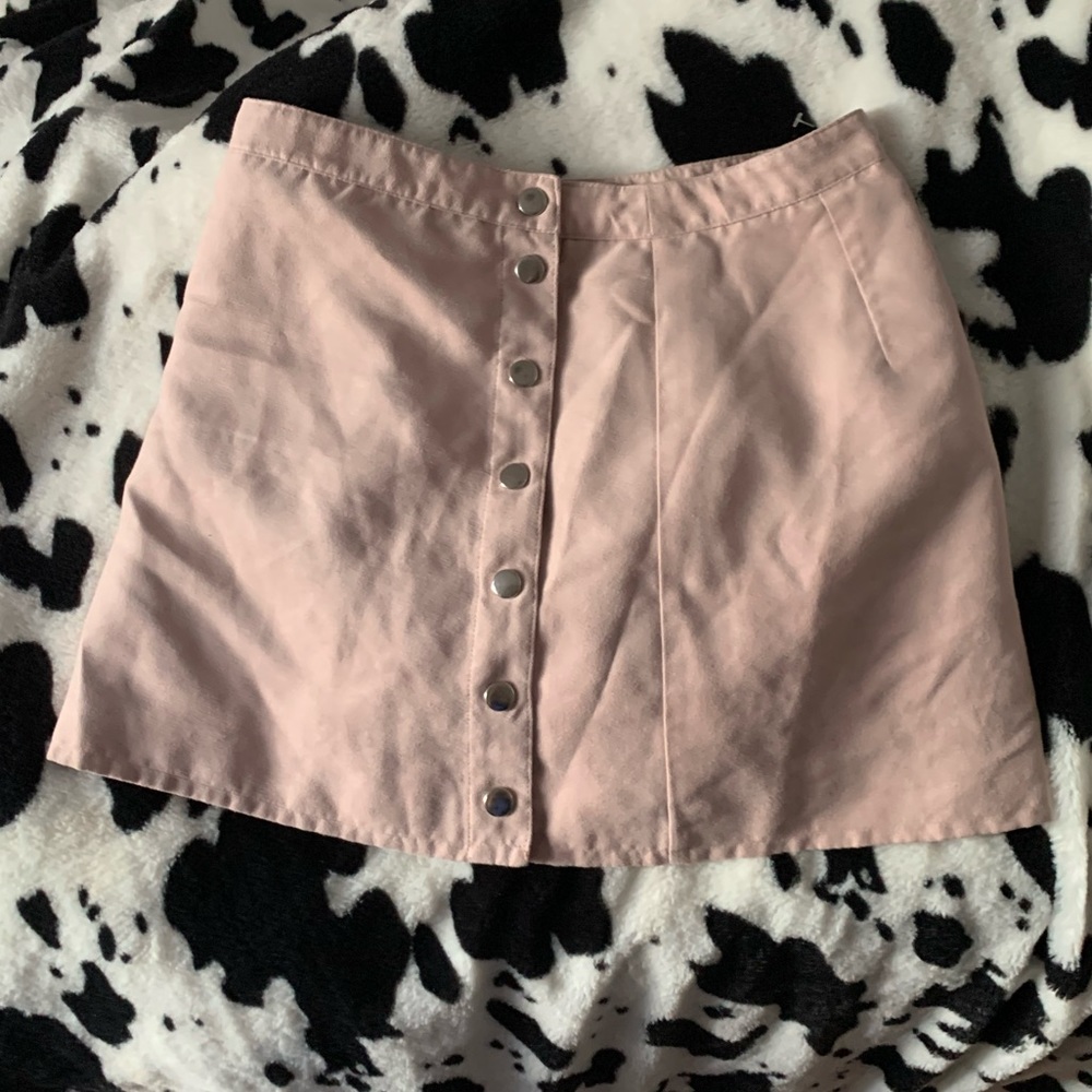 Pink Velvet Suede Mini Skirt